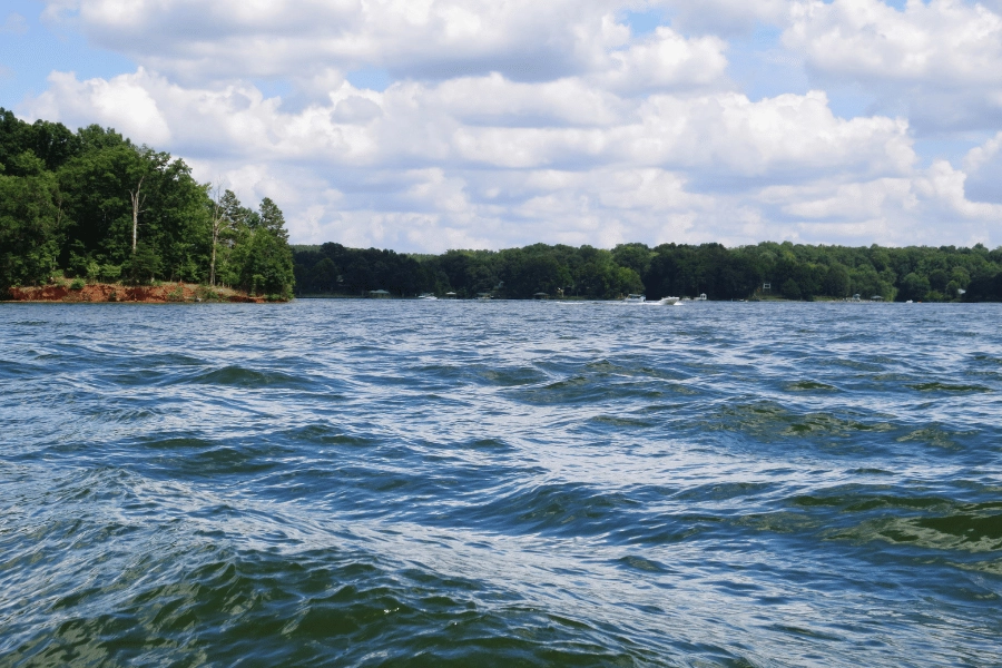 boats in the distance at Lake Norman in North Carolina 